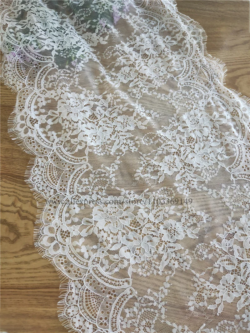 

De Zandolla Off-white eyelash lace trim for bridal dress Floral embroidery on tulle for wedding veil accessories 3 yards