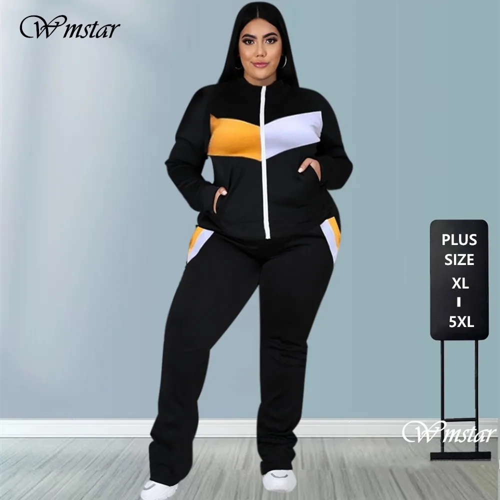 

Plus Size Women Clothing Tracksuit Two Piece Set 5XL Sweatsuit Coat and Sweatpants Sport New Jogging Suit Wholesale Dropshipping