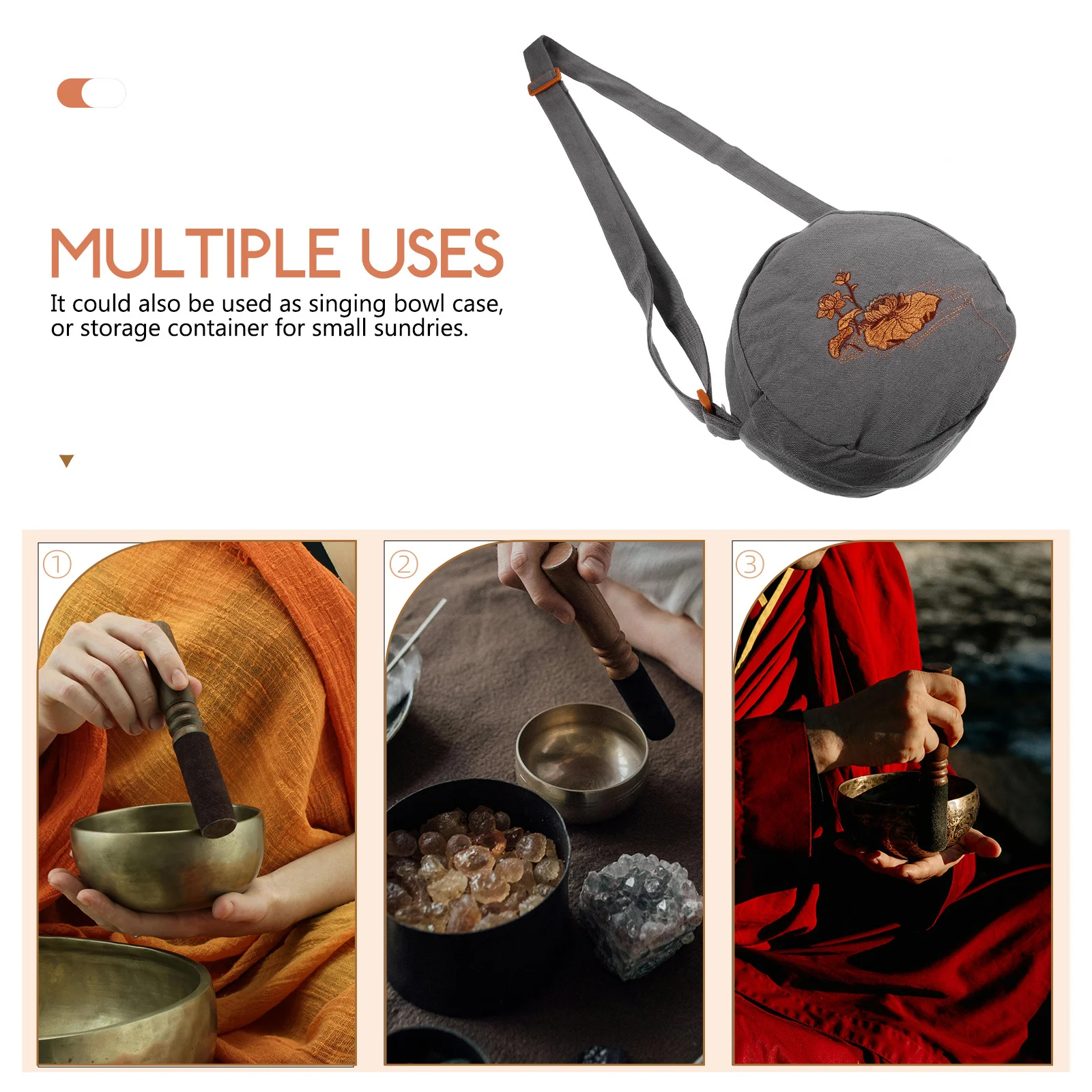 

Tibetan Singing Bowl Storage Bag Lightweight Durable Zipper Closure Travel Carry Case Sound Bowl Protector Small Storage