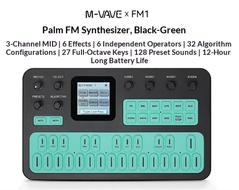 M-Vave Fm-1 Effectpedaal Draagbare Fm1 Bluetooth Synthesizer 12 uur Batterij 6-Operator Speaker Midi 32-Algorithm 128 Presets Ingebouwd