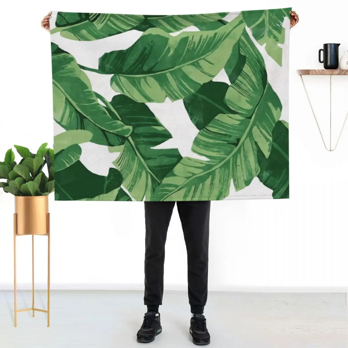 

Tropical banana leaves II Throw Blanket Reusable Durable Soft Blanket for All Seasons