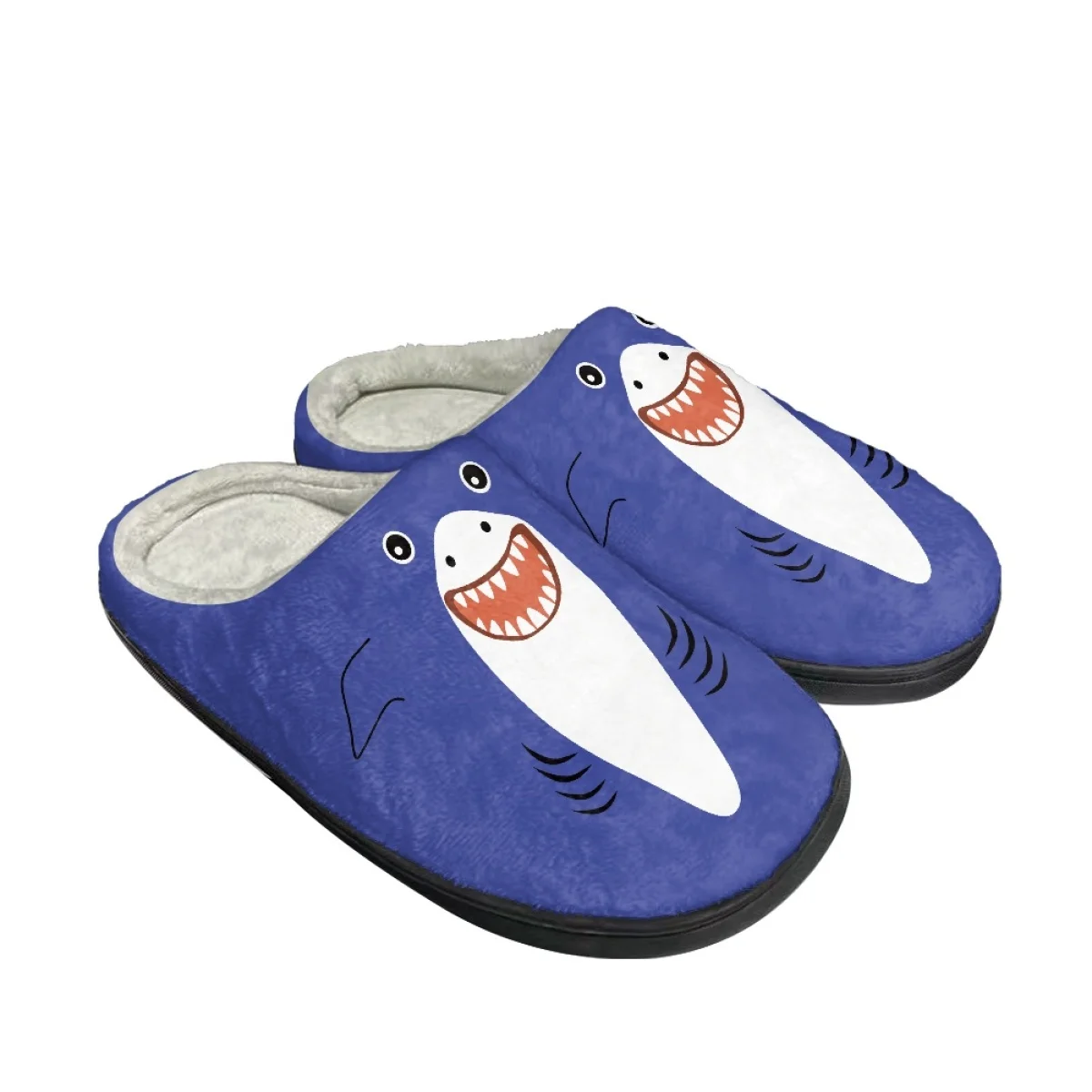 Winter Warm Slippers Fierce Blue Cartoon Shark Pattern Indoor Slipeprs Comfortable Home Floor Shoes Indoor Slides for Women Men