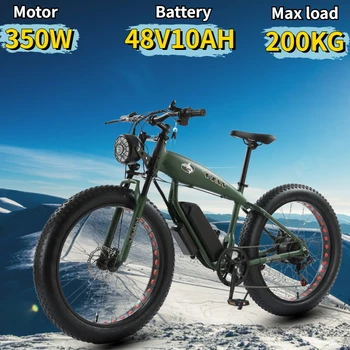 Image Electric Bicycle 350W Motor 48V 10AH Lithium Battery 26*4.0 Fat Tire Mountain Off-Road E-bike Adult Sports Snow Electric Bike