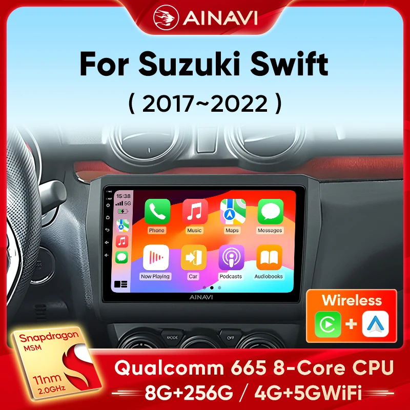 Ainavi reprodutor multimídia para suzuki swift 2017 2018 2019 2020 2021 sem fio carplay android rádio automático rádio do carro 4g wifi 2 din