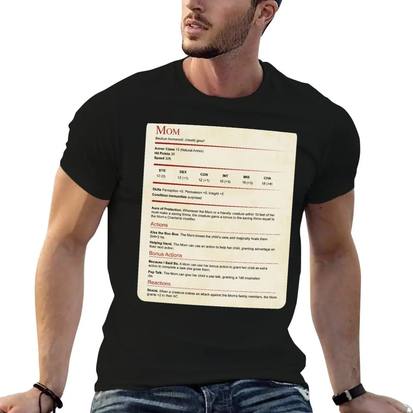 D&D Mom Stat Block T-Shirt blacks vintage clothes workout shirts for men