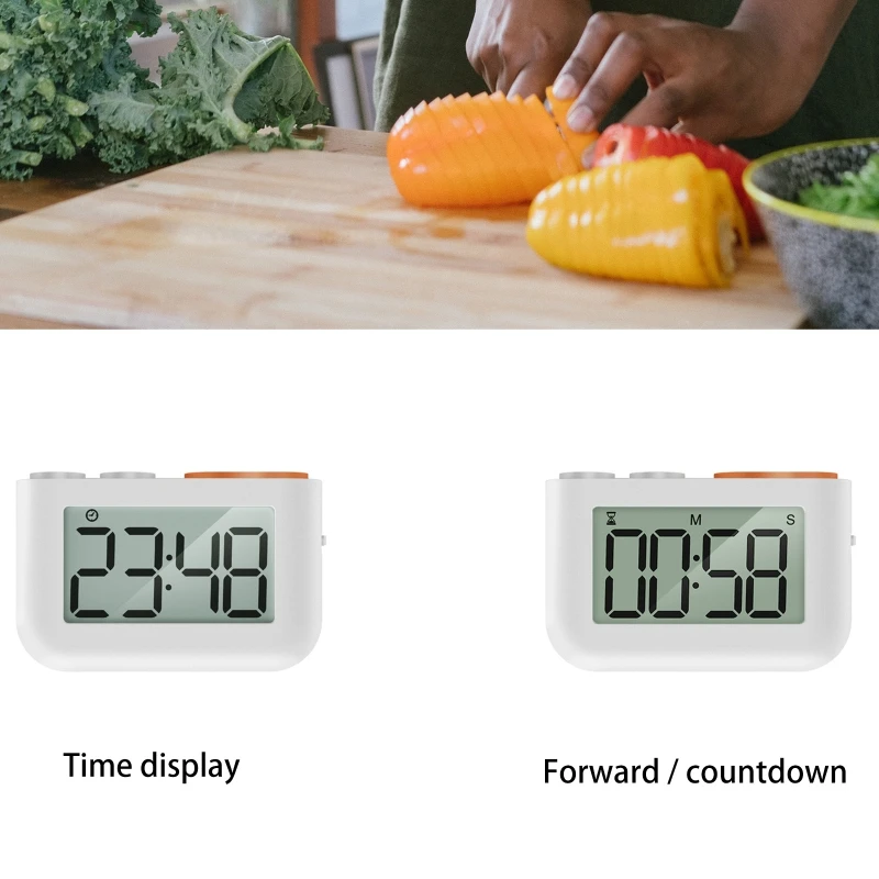 ساعة توقيت رقمية على مدار الساعة متعددة الوظائف ميقاتي الكتروني مع أرقام كبيرة ودعم مغناطيسي لأعمال مكتب دراسة المطبخ