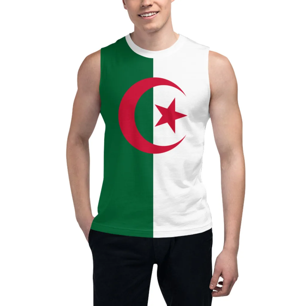 

Sleeveless T-shirt Algeria Flag 3D Men's Boys Tshirt Gyms Tank Tops Fitness Joggers Basketball Training Vest