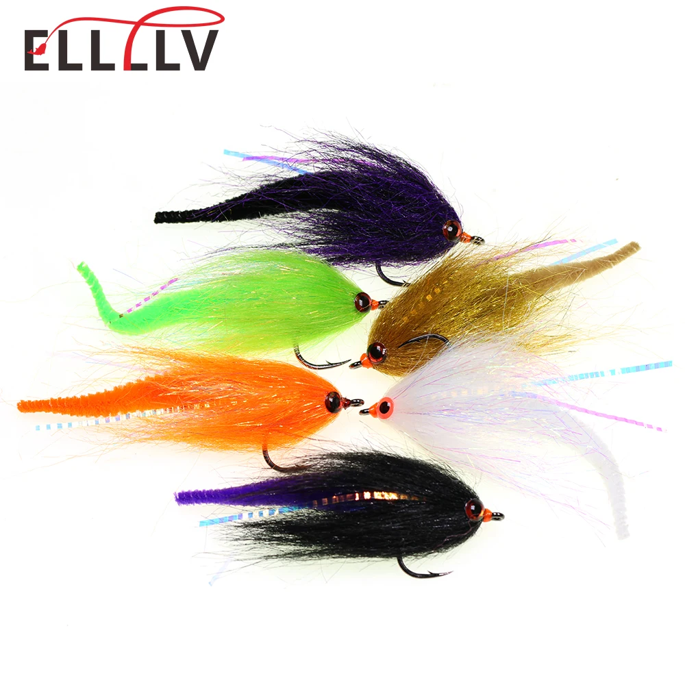 

Ellllv 3PCS/6PCS 3.5″ Dragontail Streamer Fly 2X Strength 3/0 Fly Tying Hook Bass Pike Tarpon Saltwater Flies Fishing Lure Bait