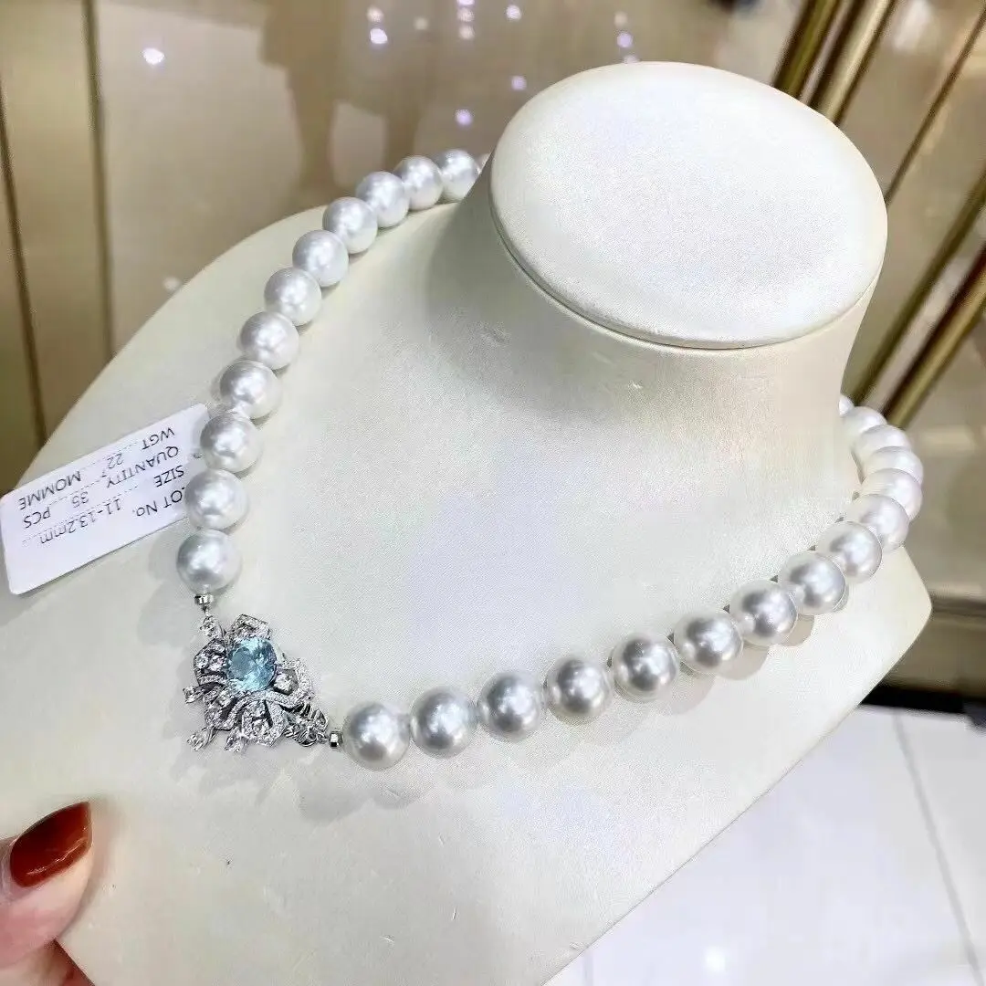 Classic 10-11mm South Sea Round White Pearl Necklace 18inch 925s