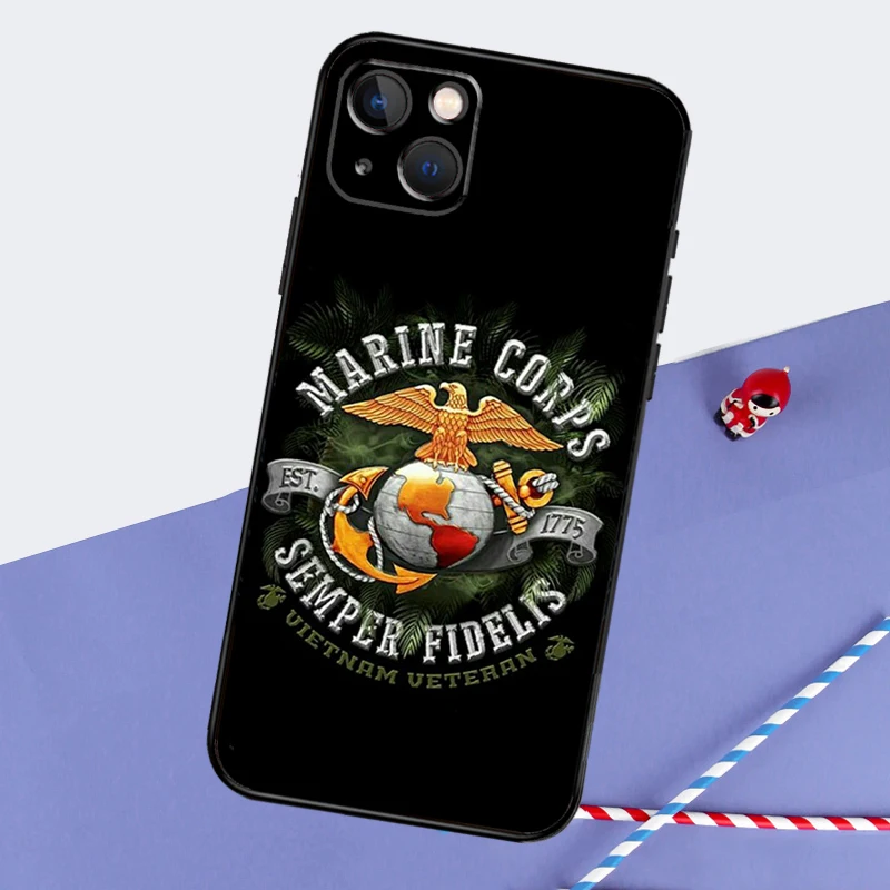 USMC Marine Corps Art Phone Case For iPhone 16 15 11 12 13 14 Pro Max Mini XS XR X 7 8 Plus Soft TPU Cover