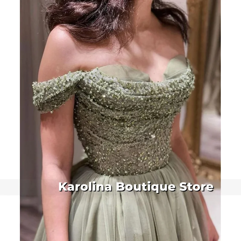 فستان حفلة موسيقية أخضر للنساء مصنوع يدويًا ترتر فاخر أنيق فاخر مخصص رداء المشاهير #2