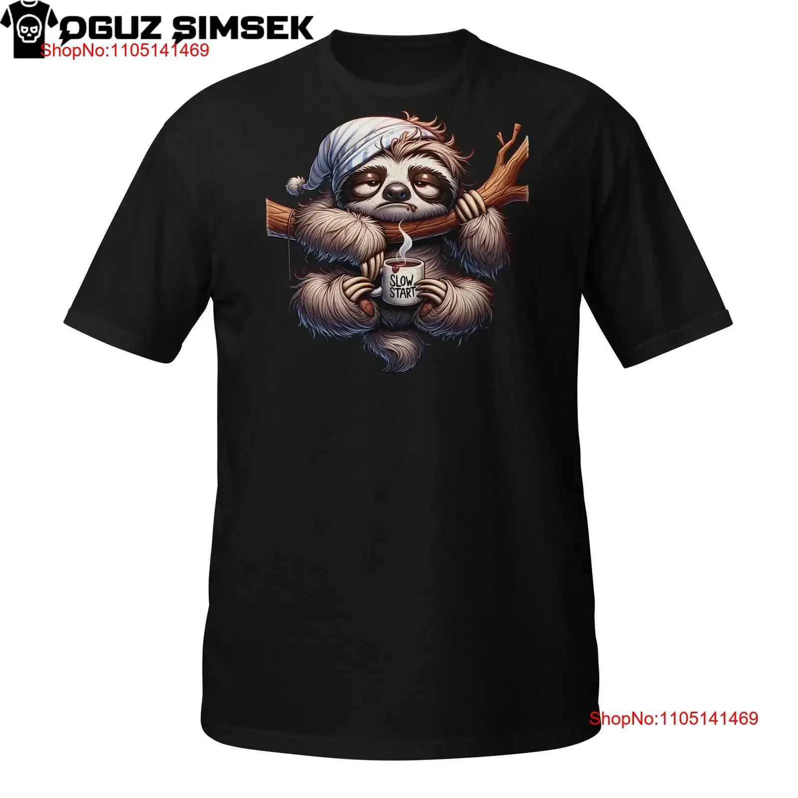 

Спящий ленивец, кофейная футболка, забавная ленивая утренняя животное, винтажная стираная дизайнерская одежда с графическим рисунком, повседневная модная мягкая слегка