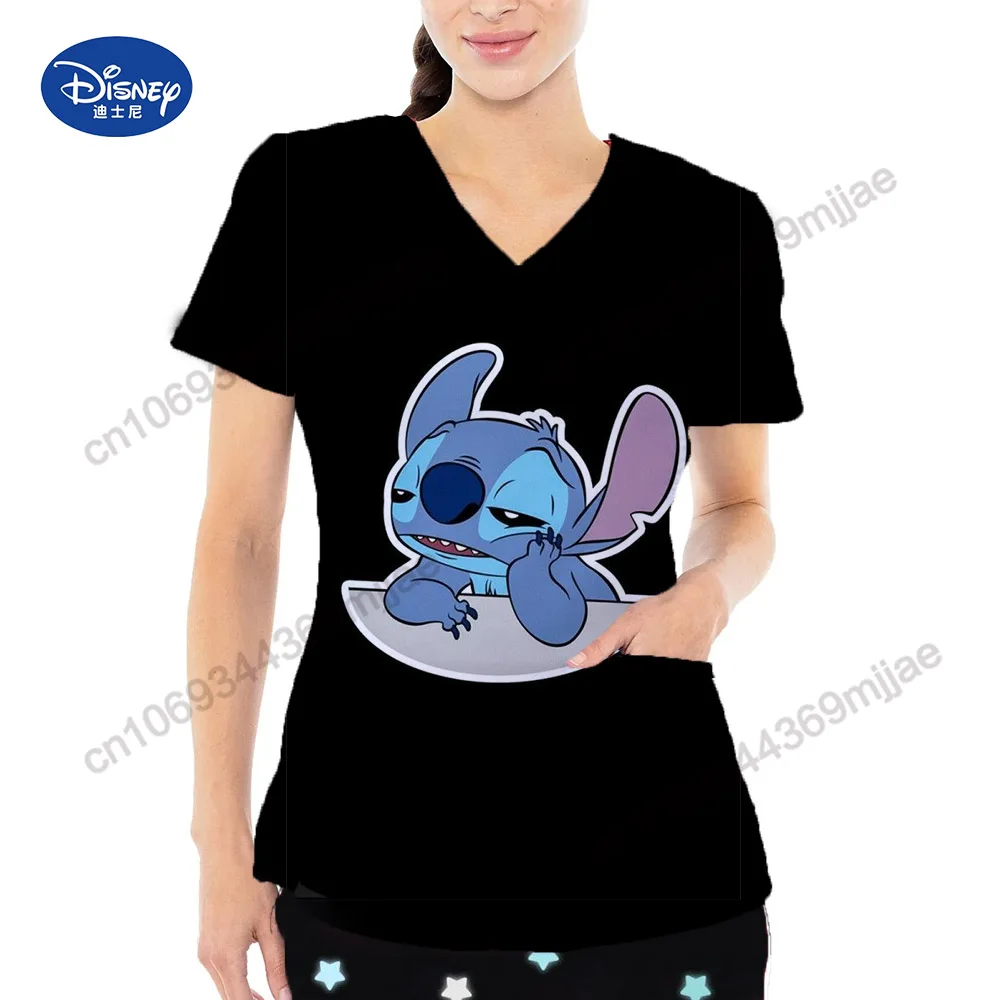 Uniforme de enfermeira Disney feminino, camiseta gráfica feminina, tops de bolso, roupas de verão, Y2K, Kpop, Yk2, 2023