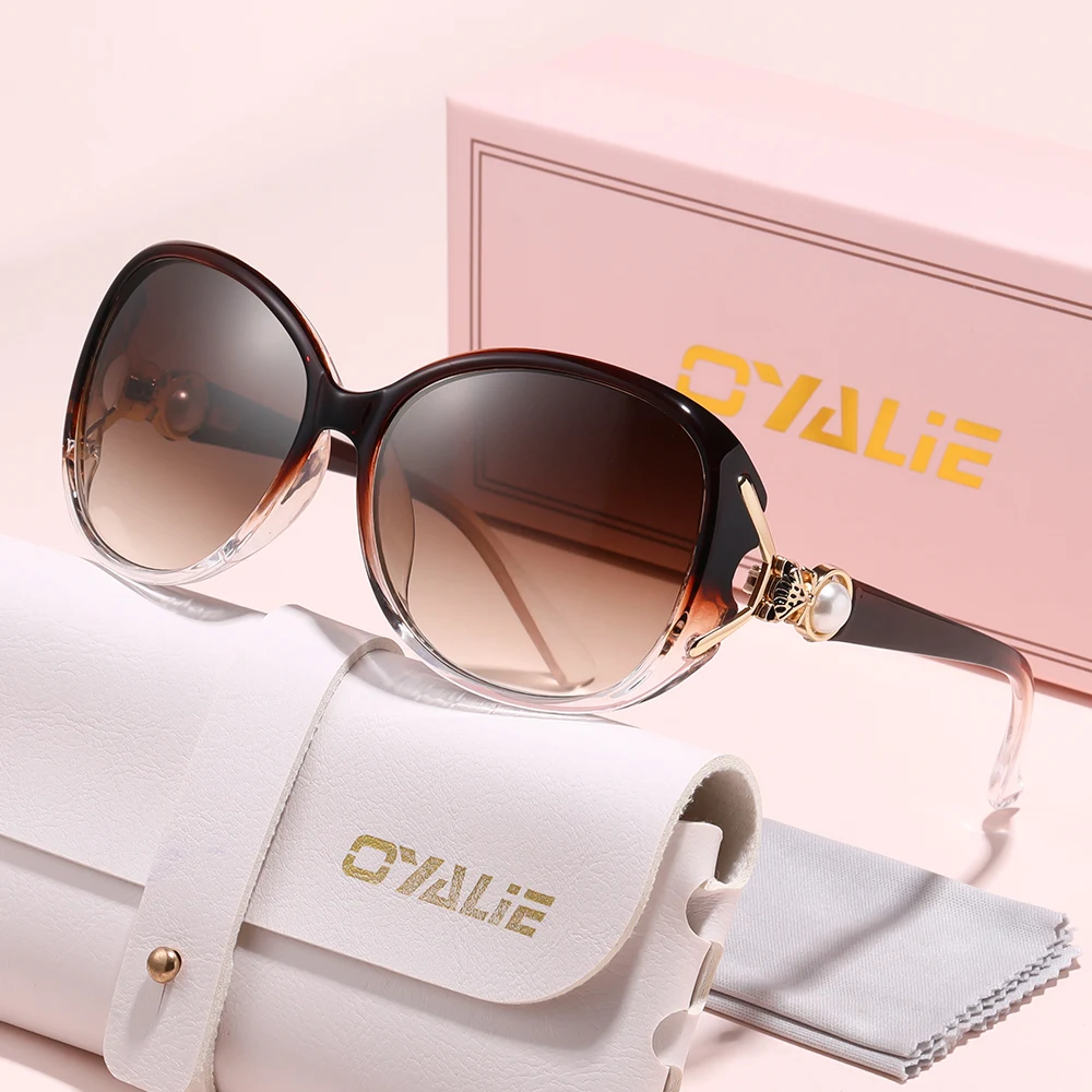 نظارات شمسية Oyalie Elegant Pearl ذات إطار كبير، يجب اقتناؤها للتاريخ والتنقل والإجازات، تتميز بتصميم رأس ثعلب ساحر مع تفاصيل لؤلؤية، مما يقدم مظهرًا متعدد الاستخدامات وواقي من الشمس
