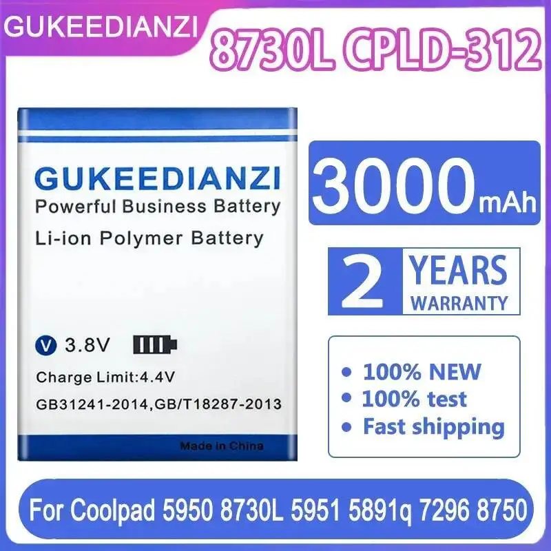 

For Coolpad 5950 8730L 5951 5891Q 7296 8750 Cpld-312 Mobile Phone Battery High-Capacity Durable 3000Mah