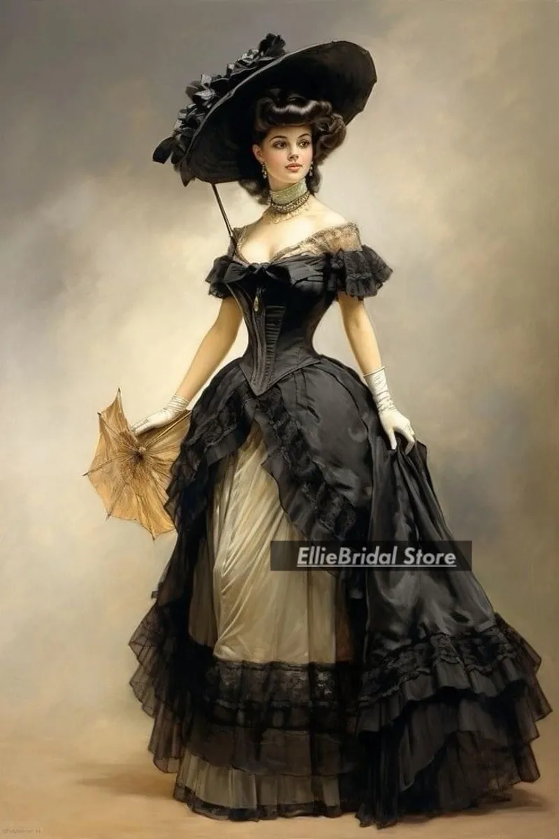 Stunning Victorian Evening Dresses V Neck Tiered Lace Wedding Party Dress Vintage Gothic Prom Gown Customized