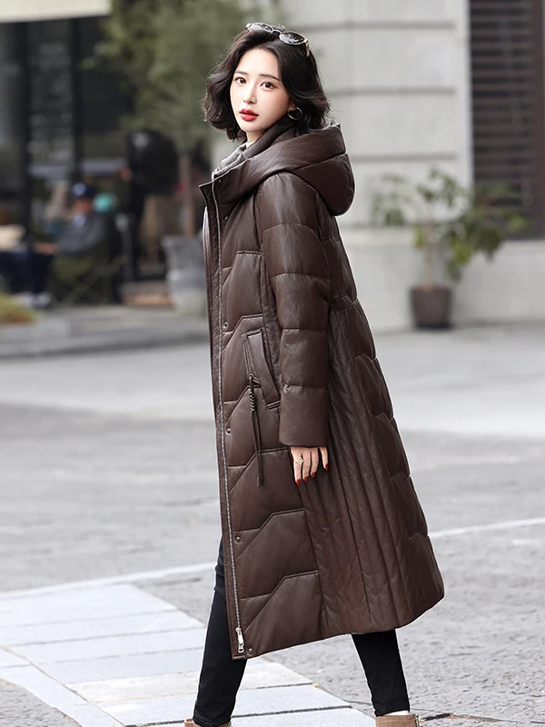 Haining casaco de inverno feminino de comprimento médio eepskin genuíno, casaco de pele de tamanho grande