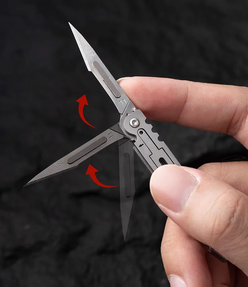 Fast Open Titanium Alloy Scalpel Replaceable Blades Stainless Steel Folding Knife Portable Bottle opener EDC Knife Useful Tool