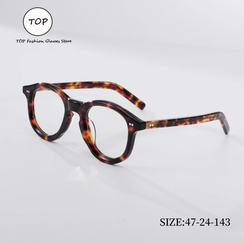 

Vintage Japanese Style Tortoiseshell Pattern Acetate Eyeglasses Frame Handmade Round Optical Glasses for Men Women 47-24-143