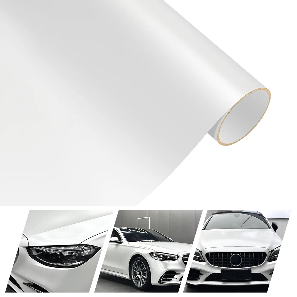 PET Matte Keramik Weiß Auto Körper Film Vinyl Wrap Aufkleber Selbstklebende Aufkleber Motorräder Fahrrad Auto Haut Farbwechsel Filme