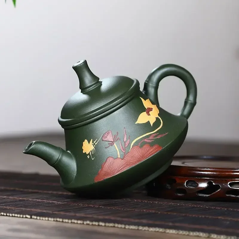 

260ml Hand Painted Yixing Teapot Handmade Purple Clay Green Tea Pot Kung Fu Zisha Teapot Tea Set