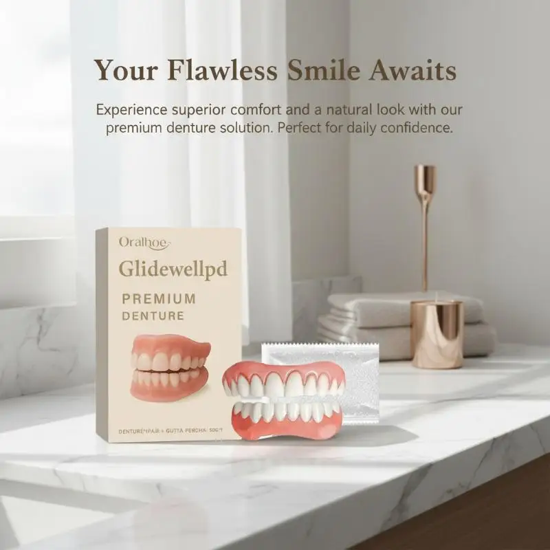1 Set Full Denture Fake Teeth Natural Silicone Upper Lower Veneers for Adults Removable Realistic Cosmetic Teeth
