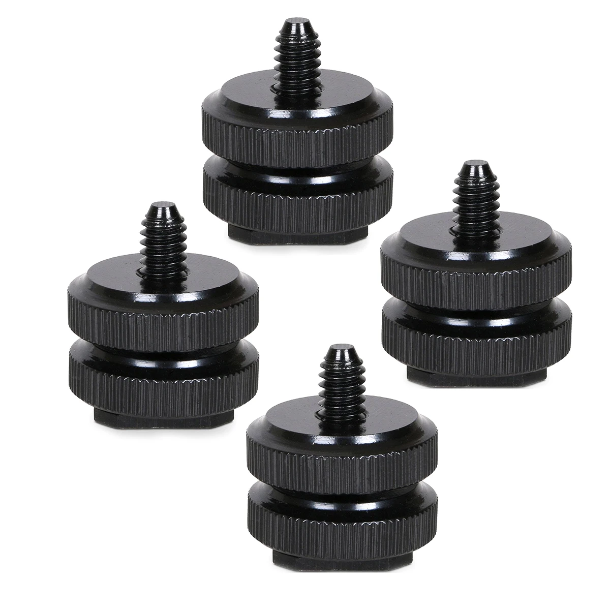 

4 PCS Double-layer Screw Hot Shoe Seat Camera Adapter Aluminum Alloy Mount to 1/4