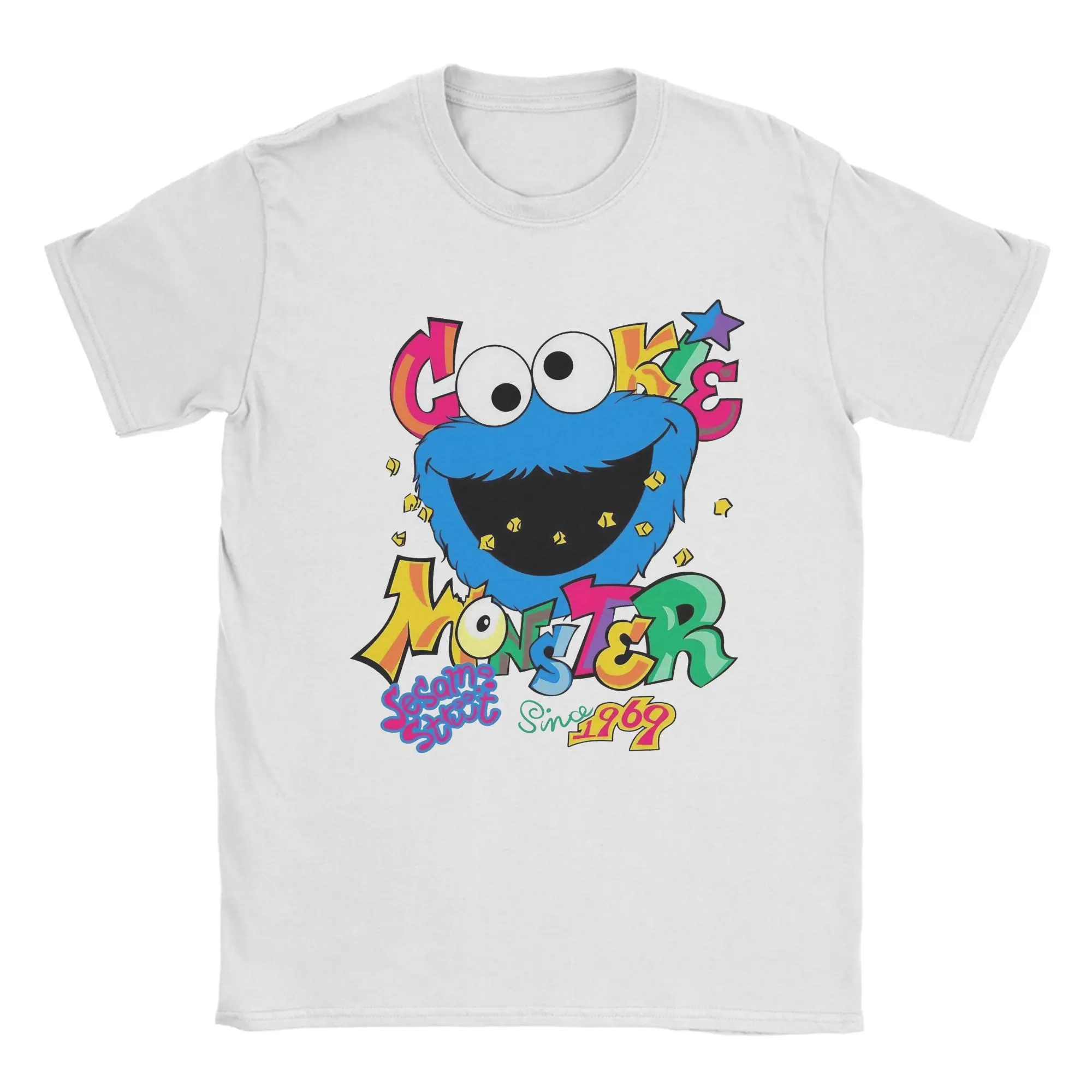 Funny Cookie Monsters Cartoon  T Shirt Men Crewneck Short Sleeve Top Tee Sesames Streets  SesameStreet Cotton Summer Top Tee