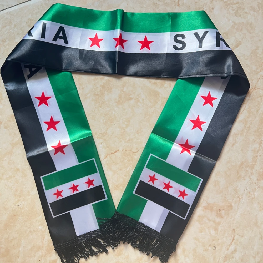 YIXIN Syria Scarf 14X135cm The Syrian Arab Republic Syrian three Star Scarf Banner For event decoration