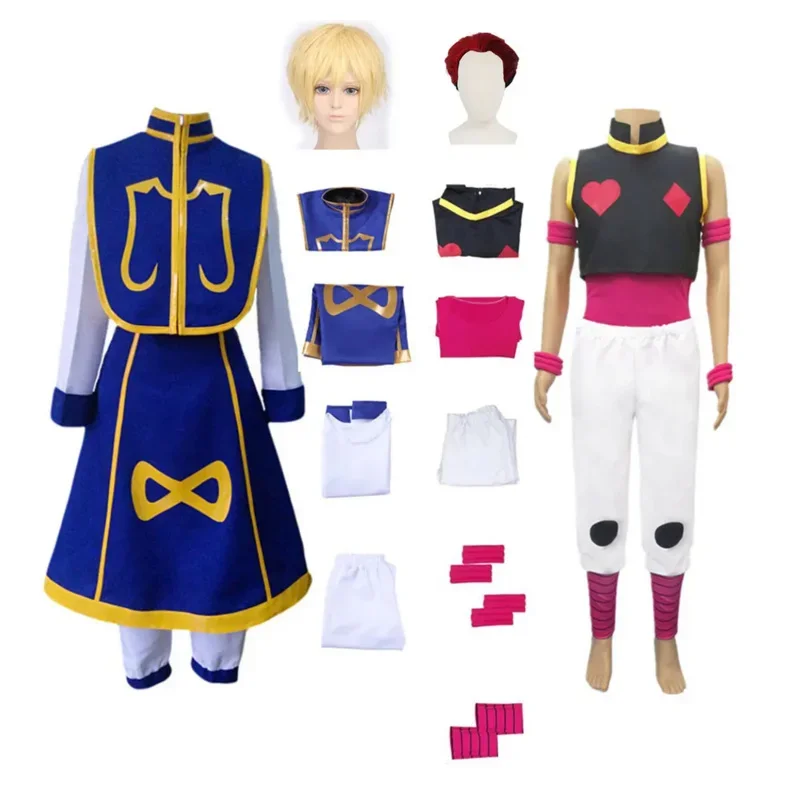 Anime Cartoon HUNTER× HUNTER Kurapika Hisoka Cosplay Costume Aldult Unisex Top Vest Pants Skirt Wig Halloween Suit