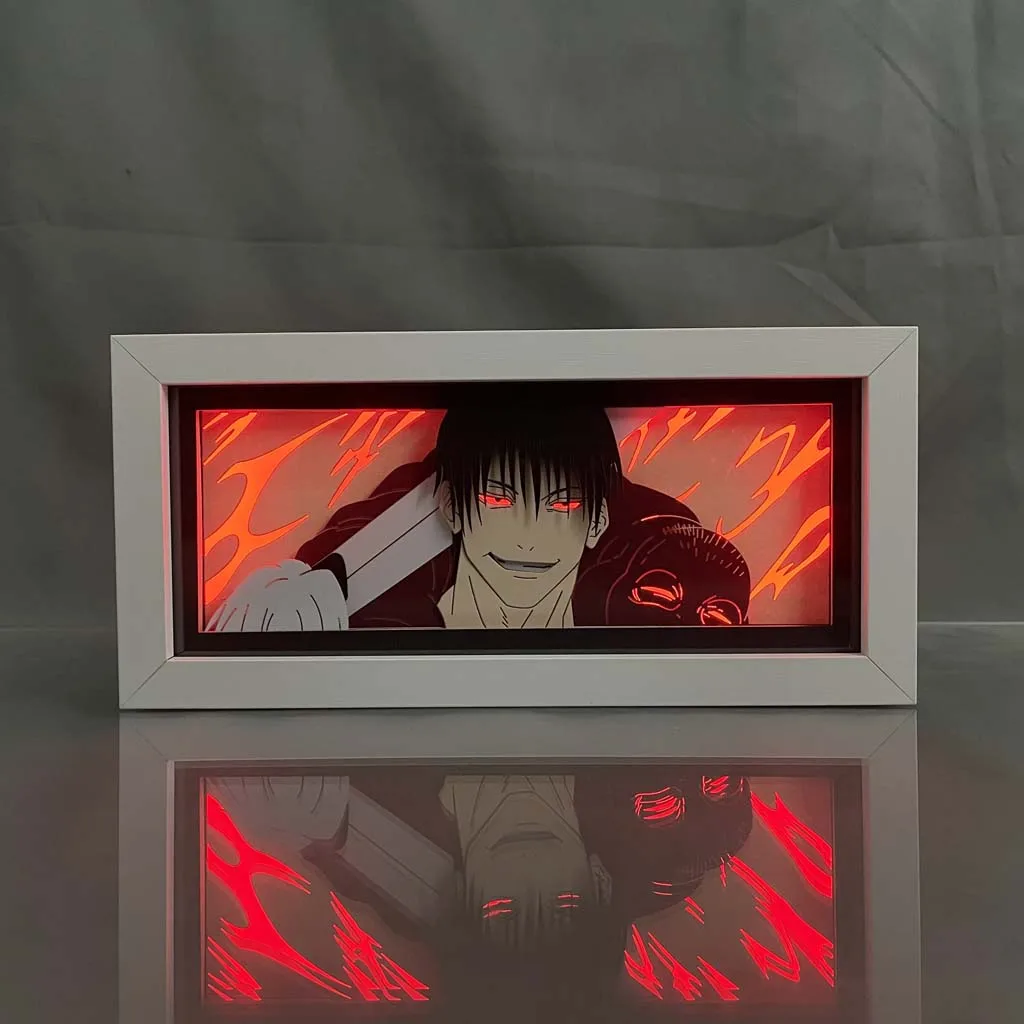 Imagem -04 - Anime Wood Led Night Light Box Lâmpada para Decoração do Quarto Manga 3d Paper Cut Desk Lamp Jujutsu Kaisen Toji Fushiguro