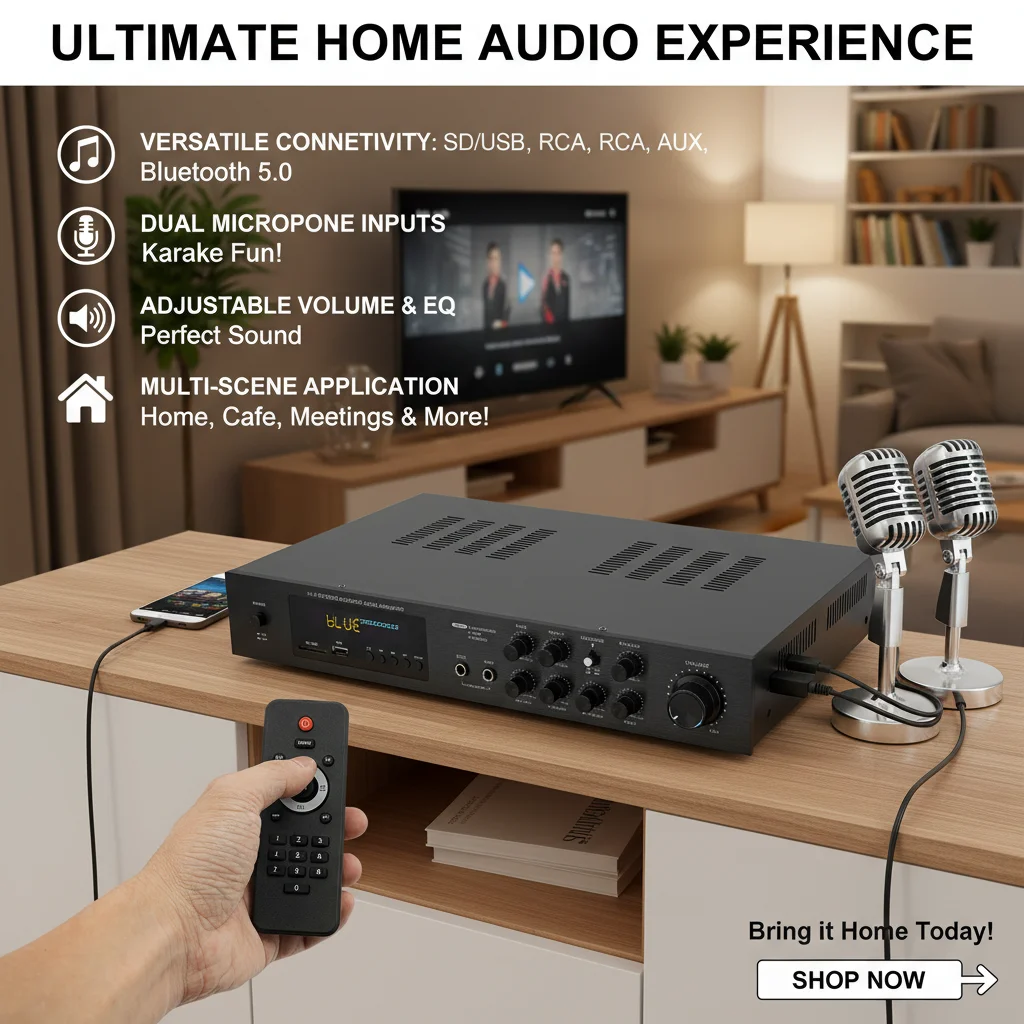 5.1 Channel Bluetooth Home Theater Amplifier Home Theater Audio Stereo System Bluetooth Audio Amplifier FM Radio Subwoofer Out
