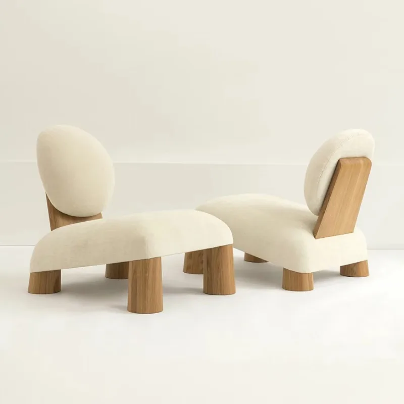 Wabi Sand Cream Wind Living Room Small Apartment Single Solid Wood Sofa Chair Retro Simple Leisure Chair