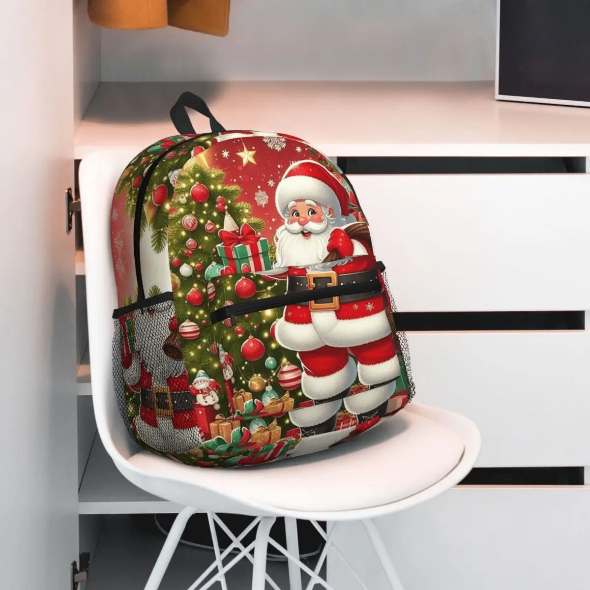 Christmas Santa Claus Snowman Print Backpack Student BookBag Children School Bag Computer Shoulder Bags for Men Women