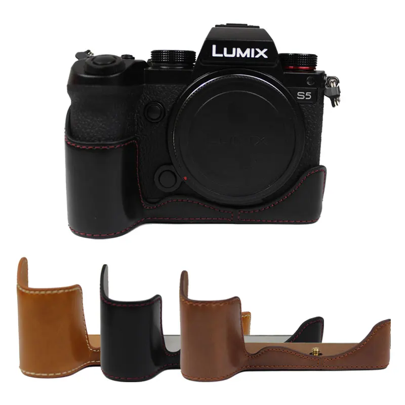 Oryginalna, skórzana obudowa dolna aparatu do Panasonic LUMIX S5 S5 II S5 M2 DC-S5GK-K, półobudowa, pokrowiec ze skóry PU — zdjęcie 5