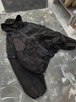 Y2k streetwear punk vintage chaqueta de gran tamaño a rayas moda de los hombres suelta Harajuku cremallera sudadera con capucha estilo de pareja