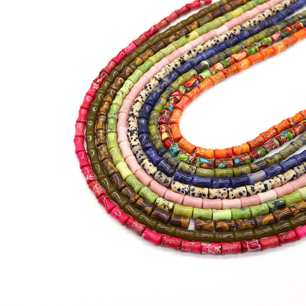 

Multi-color Natural Emperor Stone Beads Bamboo Shape Straight Hole Loose Bead Accessory 1 Strand Handmade Retro Style Necklace