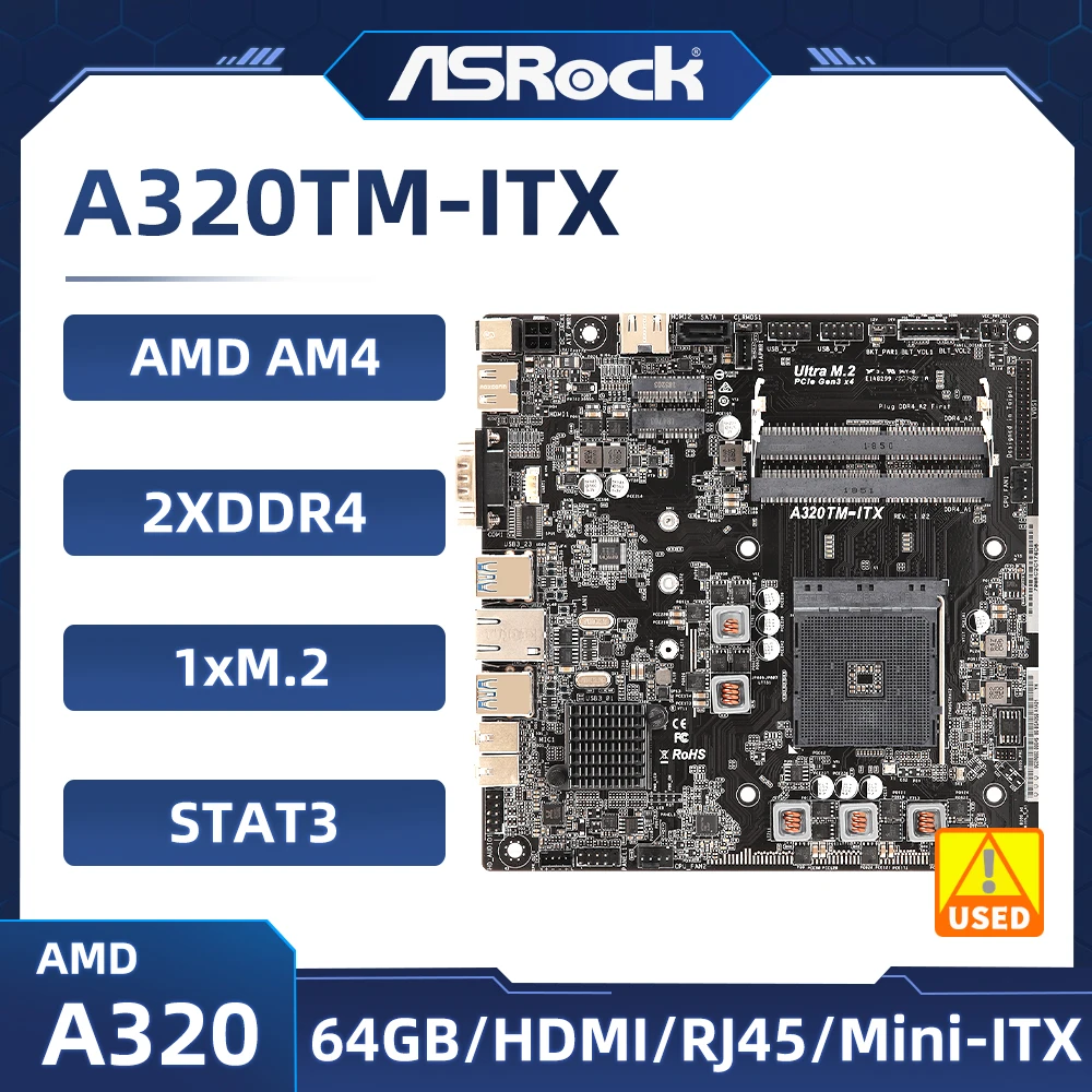 mini itx placa mae asrock a320m itx soquete am4 suporte 5700 1500 5600 2700 3200g 3600 5500 m2 ddr4 32gb a320 a320tm itx 01