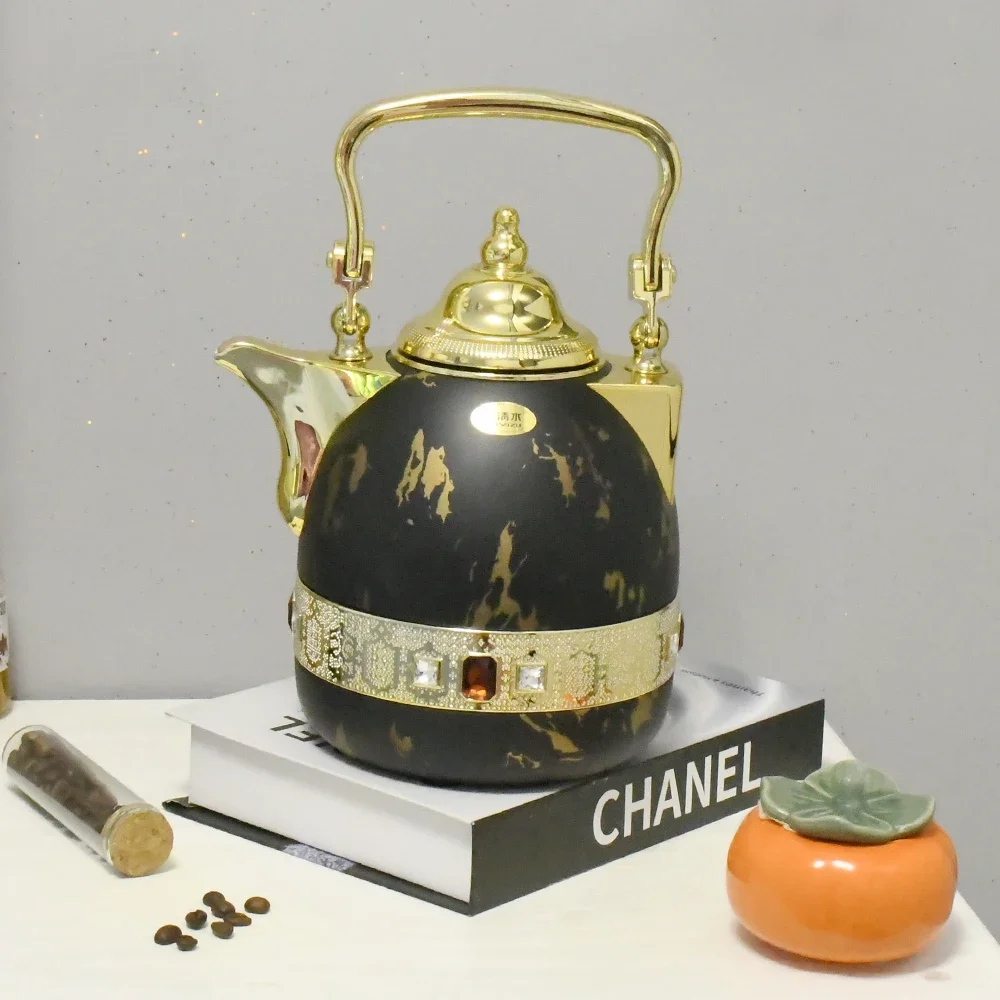 

# Luxury High Quality 1L Stainless Steel Glass Liner Double Wall Vacuum Insulation Coffee Teapot Kettle Pot #