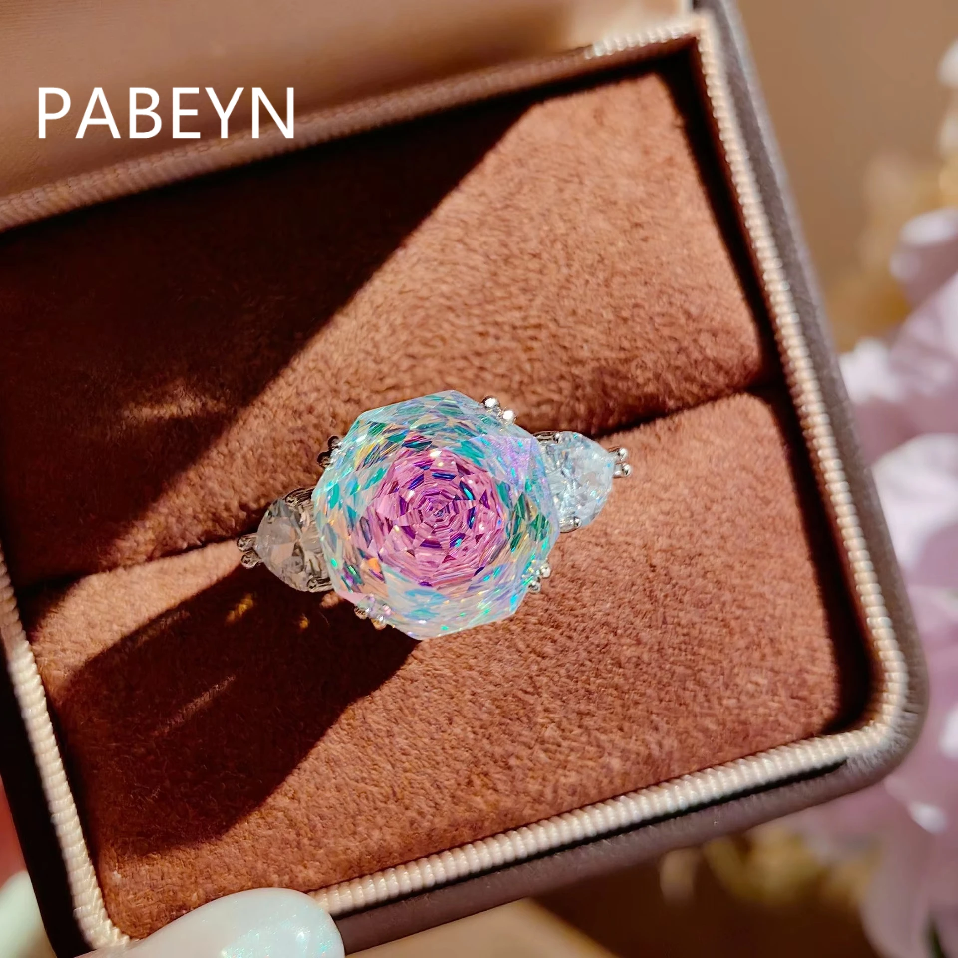925 Sterling Silver Fashion Dry Rose Cut Zircon Glacier Blue Necklace Pendant Earrings Ring Set Anniversary Gift