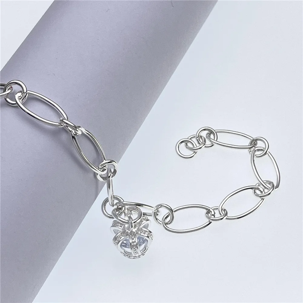 Fashion kpop 925 sterling Silver custom CROWN crystal Bracelet for Women Street Versatile Jewelry Wedding party Christmas gifts view 6