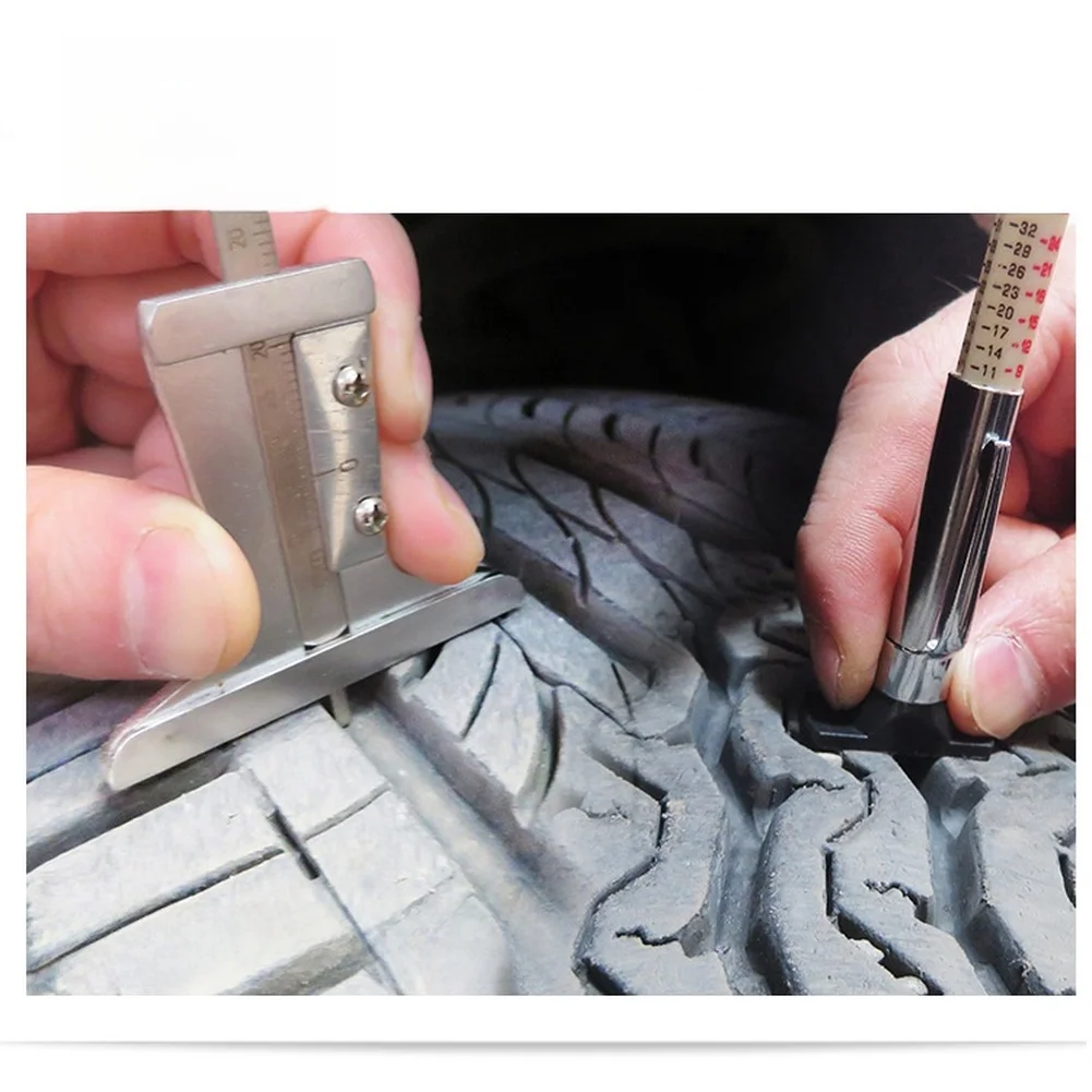 Multi-Function Measuring Tool Silver Black Brake Disc Thickness Tool Engraved Scale Markings Automotive Testing
