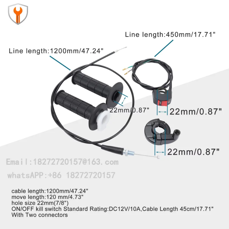 GOOFIT Motorcycle 22mm Torsion Throttle Cable Housing Grip Set with Cut-Off Switch for 196cc Mini Bahadudebug  MBX10 MBX11