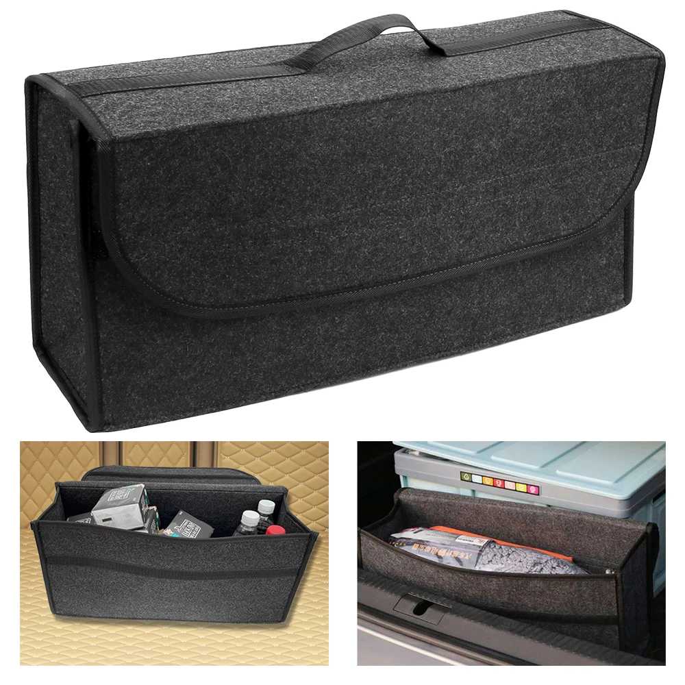 

Car Storage Bag Anti Slip Storage Box Car Trunk Organizer Soft Felt Foldable Finishing Automotive Interior Supplies