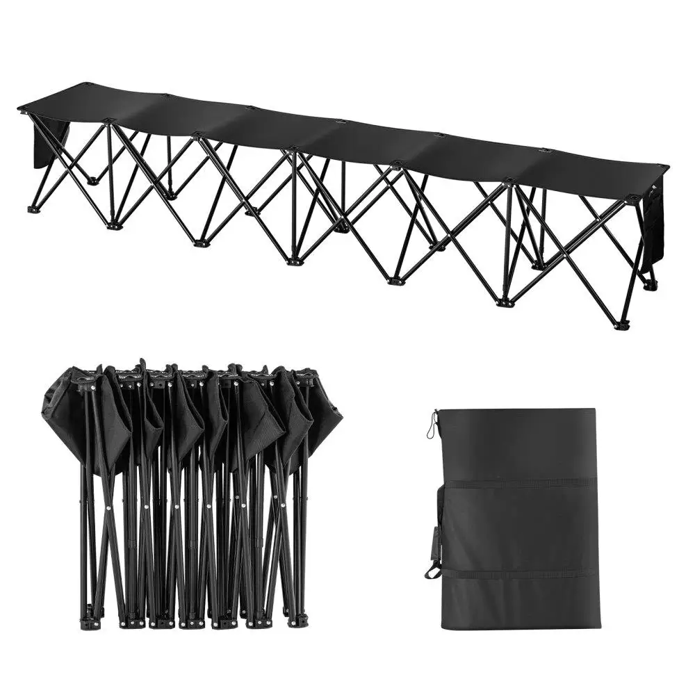 

6 Seat Portable Folding Sport Bench Outdoor Camping Chair with Carry Bag Lightweight Durable Seating Solution for Events Picnics