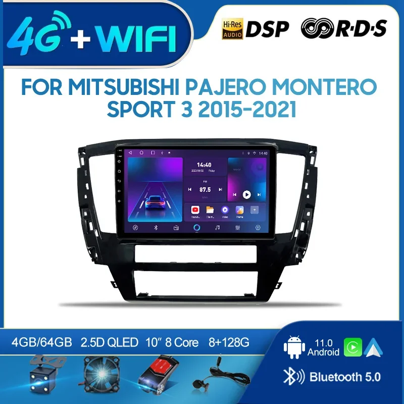 QSZN For Mitsubishi Pajero Montero Sport3 2015-2021 2din Android 12.0Car Radio Multimedia Video Player GPS Navigation 4G Carplay