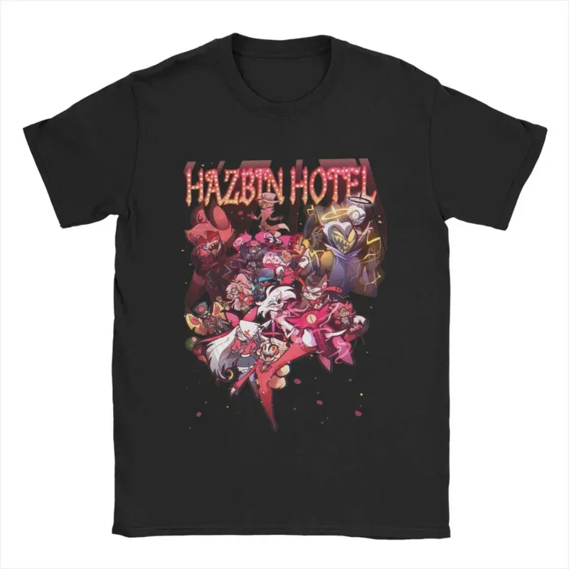 Hazbins hotels characters T-shirt for men amazing pure cotton tee shirt round collar short sleeve t shirt gift idea clothing