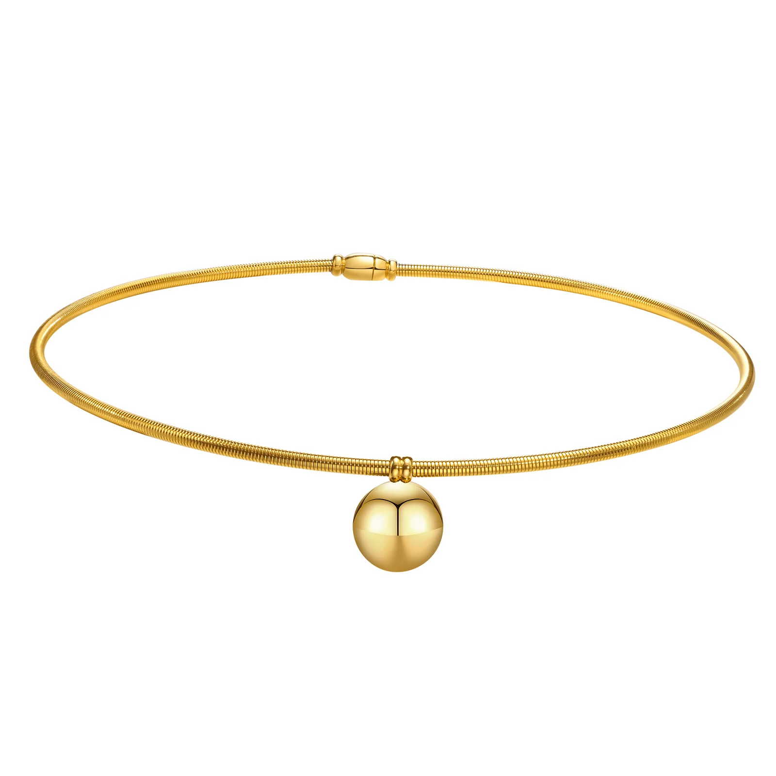 Elegancki wisiorek z koralikami na szczęście wąż Choker naszyjnik dla kobiet młoda biżuteria dziewczęca, złoty kolor kołnierz ze stali nierdzewnej 43.5cm/17.12"