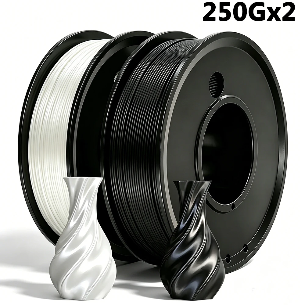 

200gx2 PLA Silk White and silk black Filament 3D Printer Filament 1.75mm Dimension Accuracy +/- 0.03mm 3D Printing Filament Independent vacuum packaging