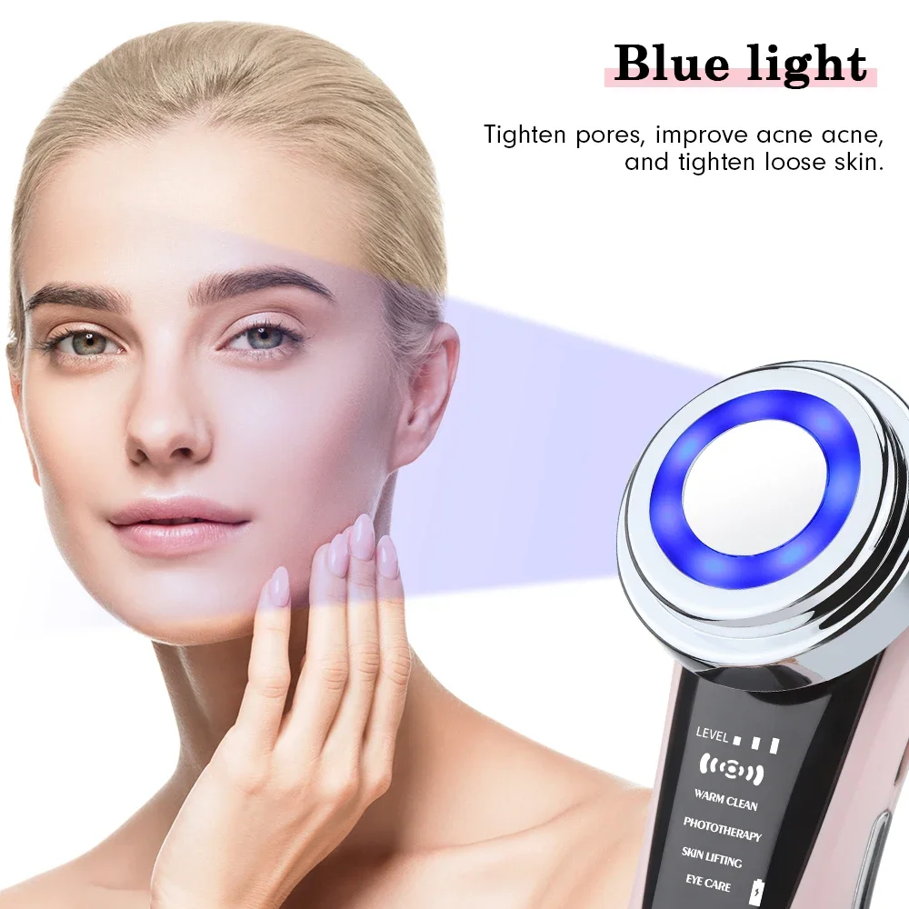 Ems massageador facial terapia de luz led sonic íon vibração pele aperto face lifting anti rugas dispositivo beleza ferramenta cuidados com a pele